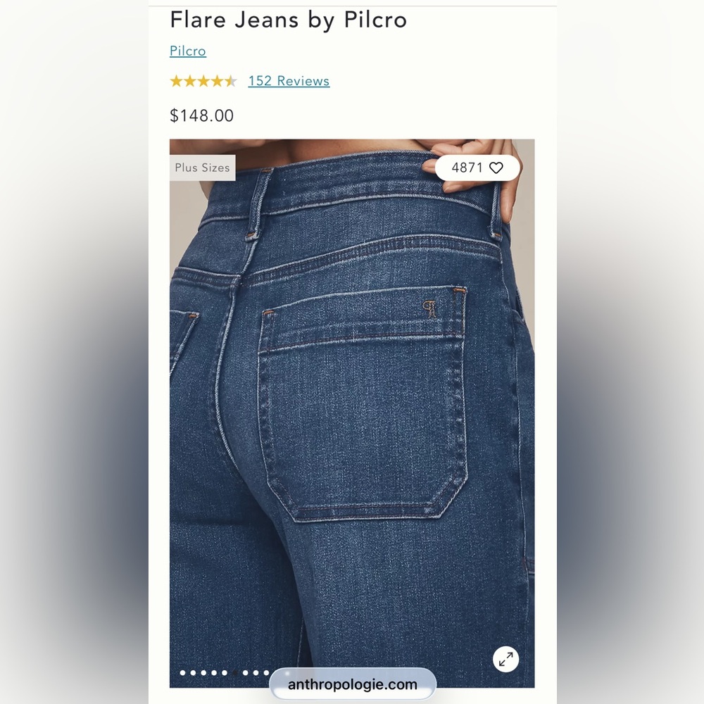 Pilcro Indigo Wide Leg Jeans - Picture 3 of 9